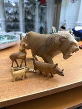 MCM African Folk Art Hand Carved Lion Lot