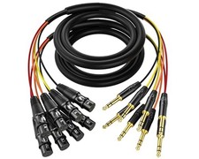 4 Channel 1/4" TRS to XLR Snake Cables 3ft 2 Pack - 6.35mm Jack Stereo Audio ...