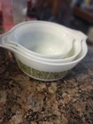 Set 3 Vintage Green  Floral  Pyrex Bowls