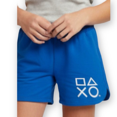 PlayStation Kids Unisex Size Med Blue Knit Jogger Elastic Waist Graphic Shorts