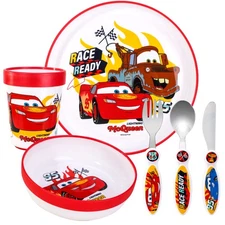 Cars Kids 6 Piece Dinnerware Cutlery Set - Plate/Bowl/Cup/Knife/Fork/Spoon