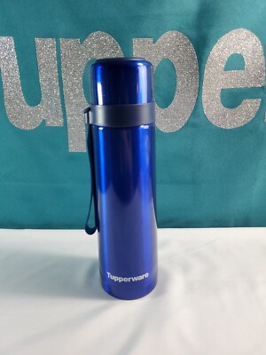 Tupperware Duo Tup 500ml Thermos Flask Arctic Blue Color New Con Correa