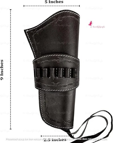 Drop Loop Caliber 22/38/44/45/357 Gun Revolver Leather Holster Cowboy Western - Picture 8 of 14