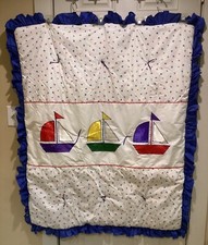 Nautical/Sailboats Baby Boy Crib Set-Quilt/Headboard Piece-Custom Made-Clean