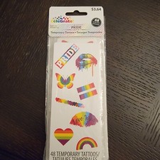 48 PCS LGBTQ Gay Pride Temporary Rainbow Tattoos By Celebrate