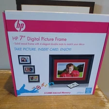 NEW HP 7" Solid Wood Digital Picture Frame Remote df780a2 2GB Memory 4 Mats Gift