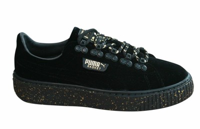 black velvet platform trainers