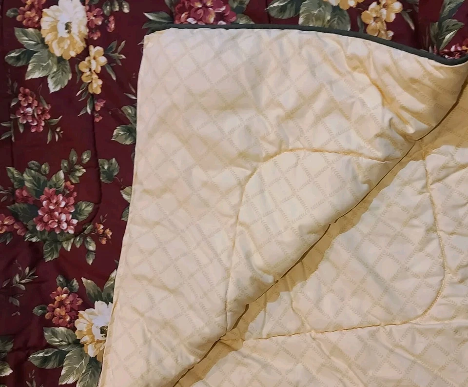 Комплект из 4 шт. Waverly Comforter KING Цветочный Усадьба Бургундия Желтый Стандартные Накидки Юбка для Кровати - Изображение 3 из 4