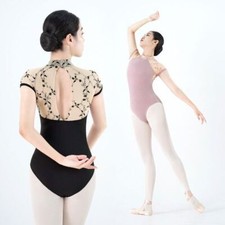 Ballet Leotards for Women Mesh Adult Stand Collar with Hidden Buckle Dance Wear