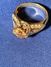 Sterling silver gold plated ring with Citrine CZ sz 10 new
