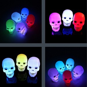 LLD000500 Halloween Colorful Flash LED Skull Night Light Lamp Decoration Gift Favor