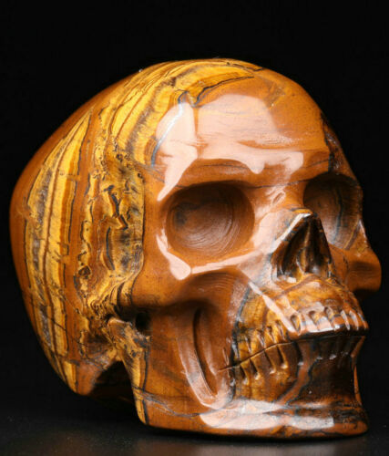 2.5" Tiger Iron Eye Carved Crystal Skull, Realistic, Crystal Healing - Picture 1 of 8