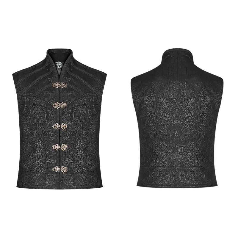 Chaleco Negro Victoriano Jacquard Gótico Medieval Regency Punk Rave WY-996 - Imagen 3 de 4