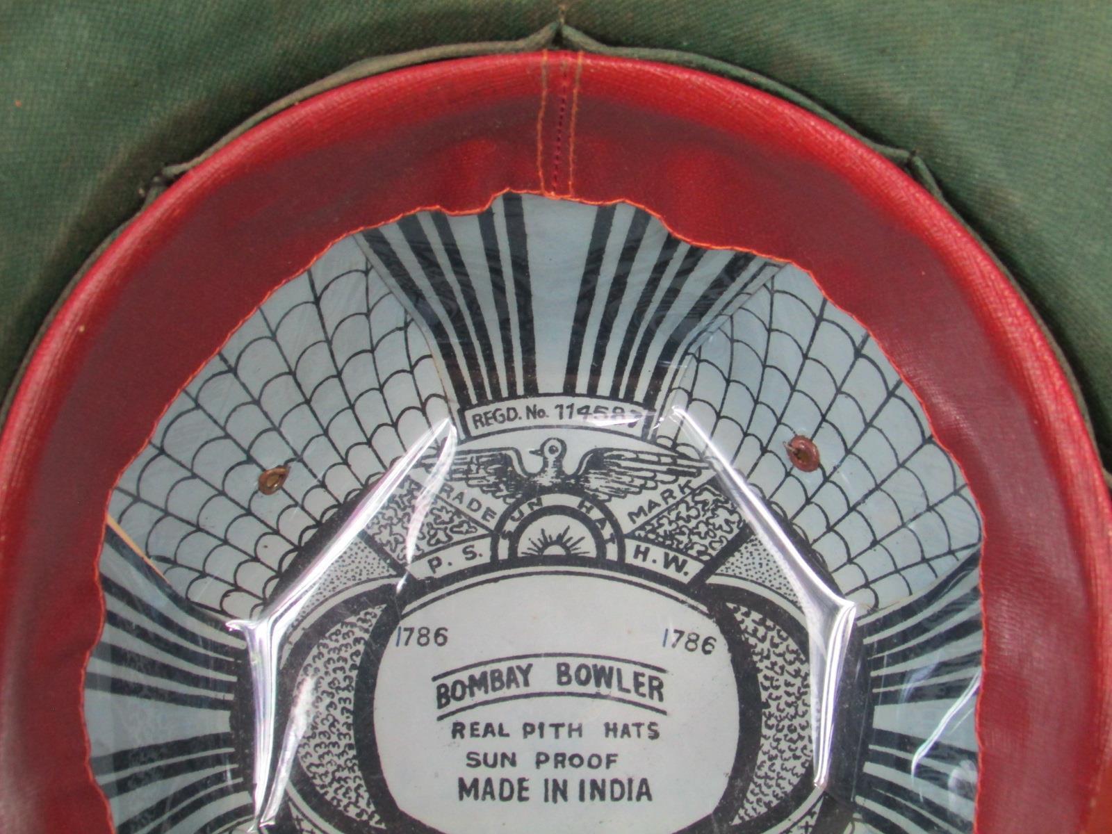 Vintage 1950s Bombay Bowler Tan Pith Sun Helmet H… - image 11