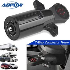 7-Way Blade Trailer Light Wiring Circuit Tester Round Adapter Plug RV Ligh Test