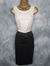 BODY FLIRT Dress Size 10 Cream/Black Rhinestone Occasion Evening Party Cocktail