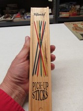 WOODEN BOX OF PICK-UP STICKS