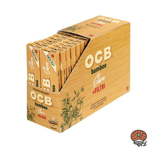Box OCB Bamboo Slim Papers, Zigarettenpapier, 32 Hefte je 32 Blatt + 32 Tips - Bild 1 von 2