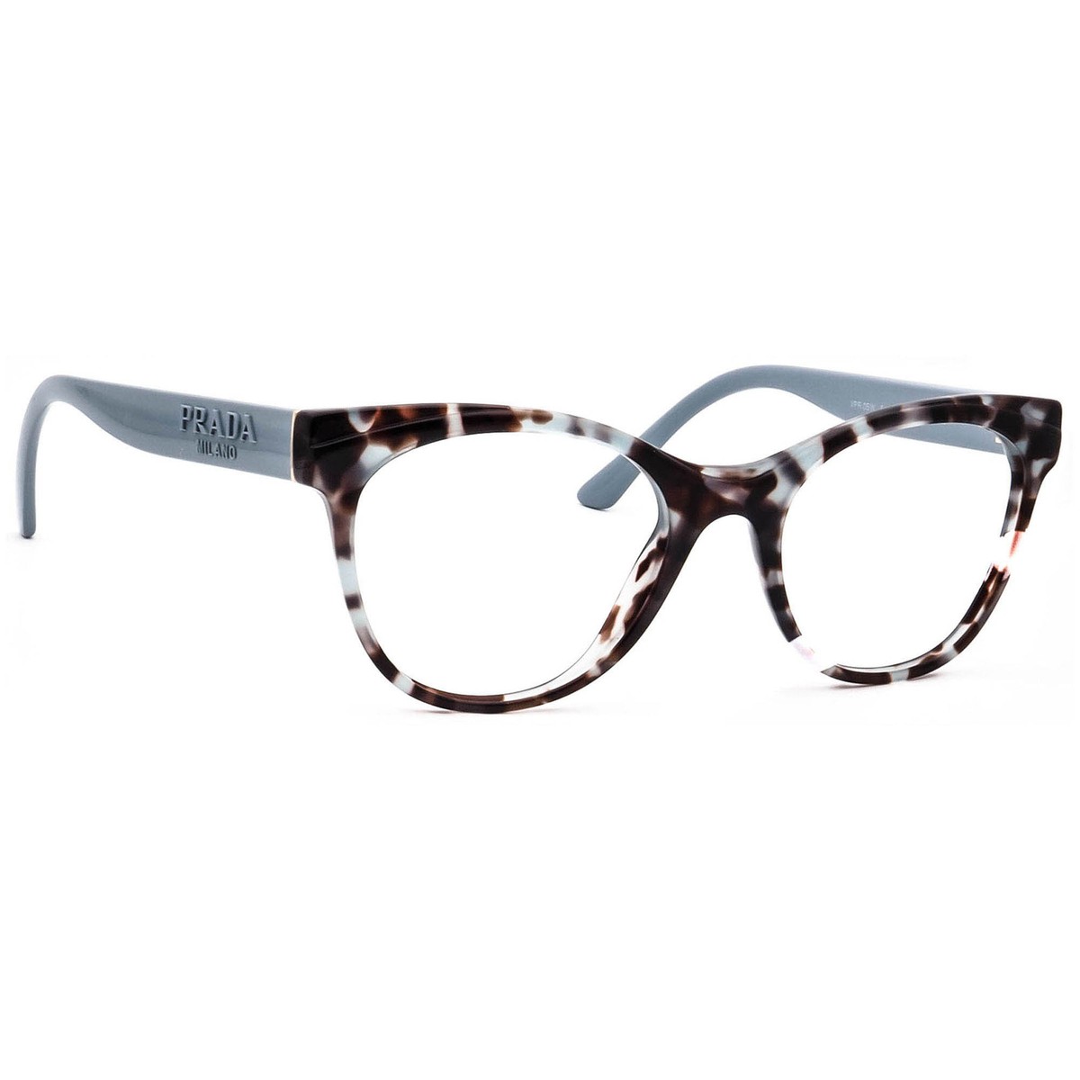 Prada Eyeglasses VRP 05W 05H-1O1 Havana Blue Rounded Cat Eye Italy