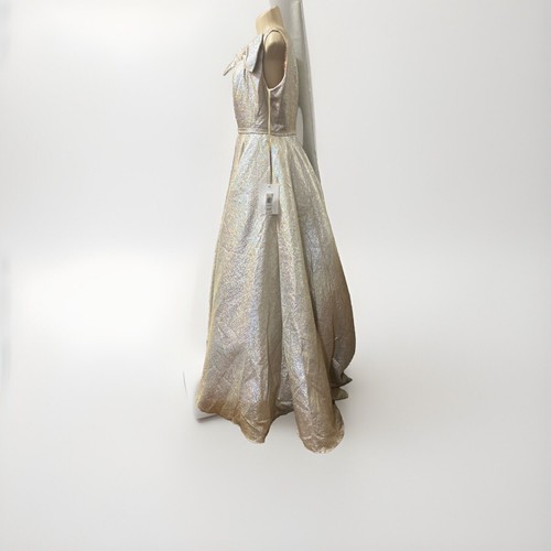 Mac Duggal Gold Metallic Evening Dress Gown Size 10 NWT Gold One Shoulder - Picture 9 of 12