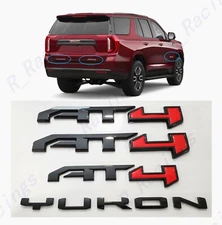 4PCS Gloss Black Red Door Tailgate AT4 Yukon Emblem 2021+ GMC Yukon Yukon XL