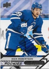 Autographed 20/21 UD Overtime Hockey Nick Robertson Rookie Card Original Silver