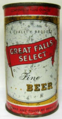GREAT FALLS SELECT FINE BEER ss NIEO 4% Flat Top Beer CAN, MONTANA 1955, B.O.