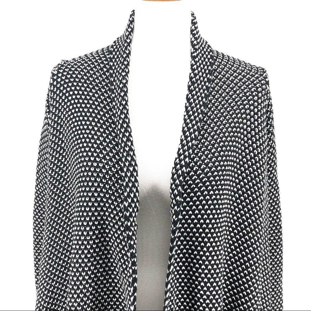 Women's Zara Knit Black White Open Front Cardigan… - image 2