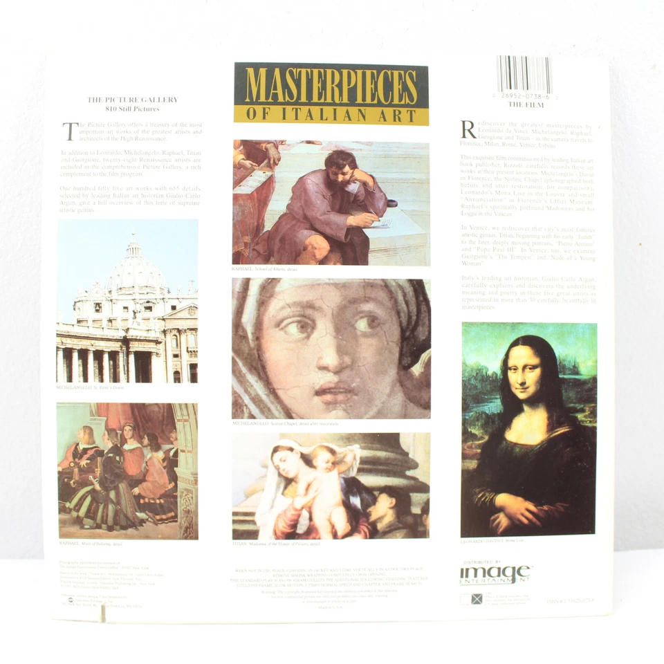 Masterpieces of Italian Art Da Vinci Michelangelo Raphael Titian LASERDISC - Image 2 of 2
