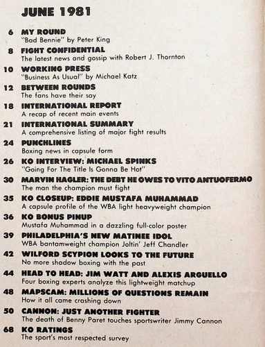 1981 June KO Knockout Boxing Magazine Marvin Hagler Mustafa Muhammad Spinks - 画像7/7