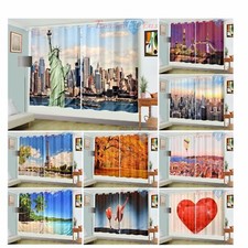CHEAP Eyelet Blackout Curtains 3D Digital Printed Pair of Curtains Ring Top