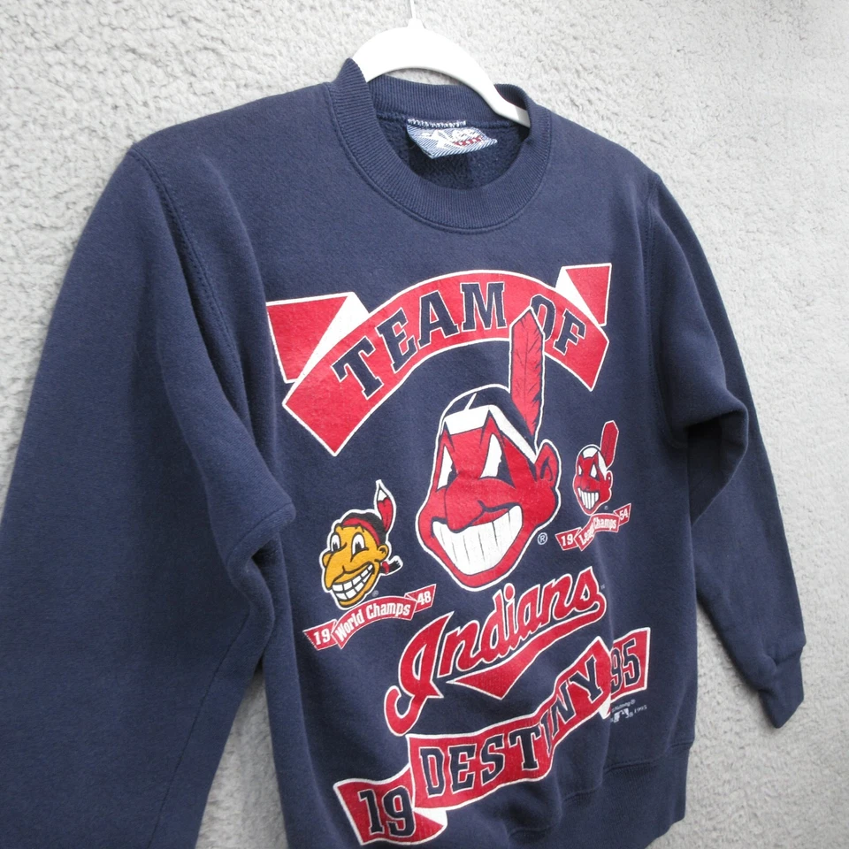 Толстовка молодежная Team of Destiny Indians Vintage Lee Sport 1995 M синяя сделано в США - Изображение 4 из 4