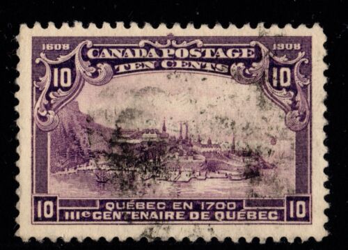 #101 Tercentenario Quebec 10c Canadá usado CV bien centrado $200 - Imagen 1 de 2