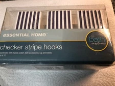 Essential Home shower curtain hooks Checker Stripe set of 12