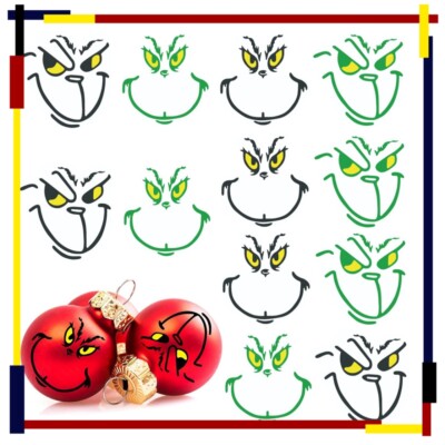 72 Weihnachten Grinch Aufkleber Gesicht Aufkleber Für Weihnachten Party Supplies