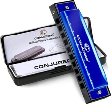 CONJURER 10 Hole Diatonic Harmonica Blues Harmonica for Adult Kids Beginner Gift