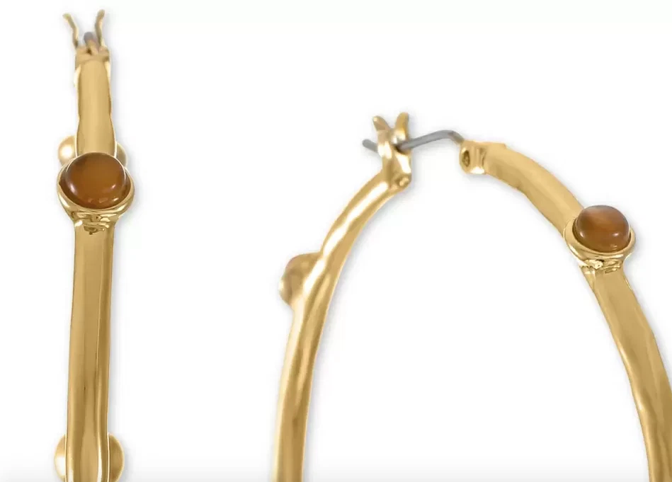 NUEVO ESTILO & CO PLATA MEDIO ROJO AZUL ESTACIÓN PIEDRA PENDIENTES ARO 2" NUEVO CON ETIQUETAS Foto 2 de 4