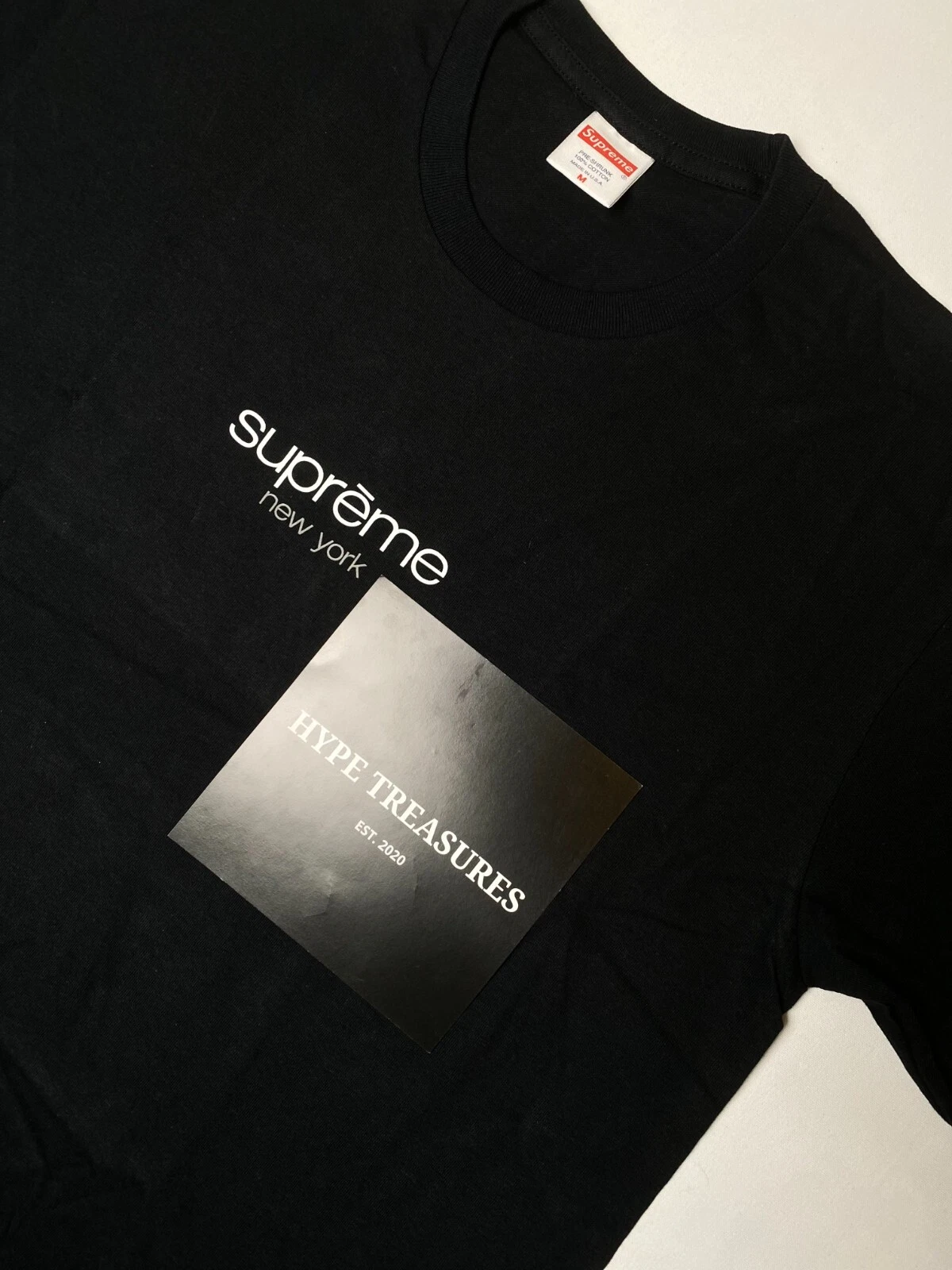 NEUF LOGO CLASSIQUE SUPREME T SHIRT NOIR/BLANC PETIT GRAND   HYPETREASURES