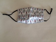 BOWLING PIN Design FACE MASK, NEW UNUSED, Adjustable elastic straps, Health