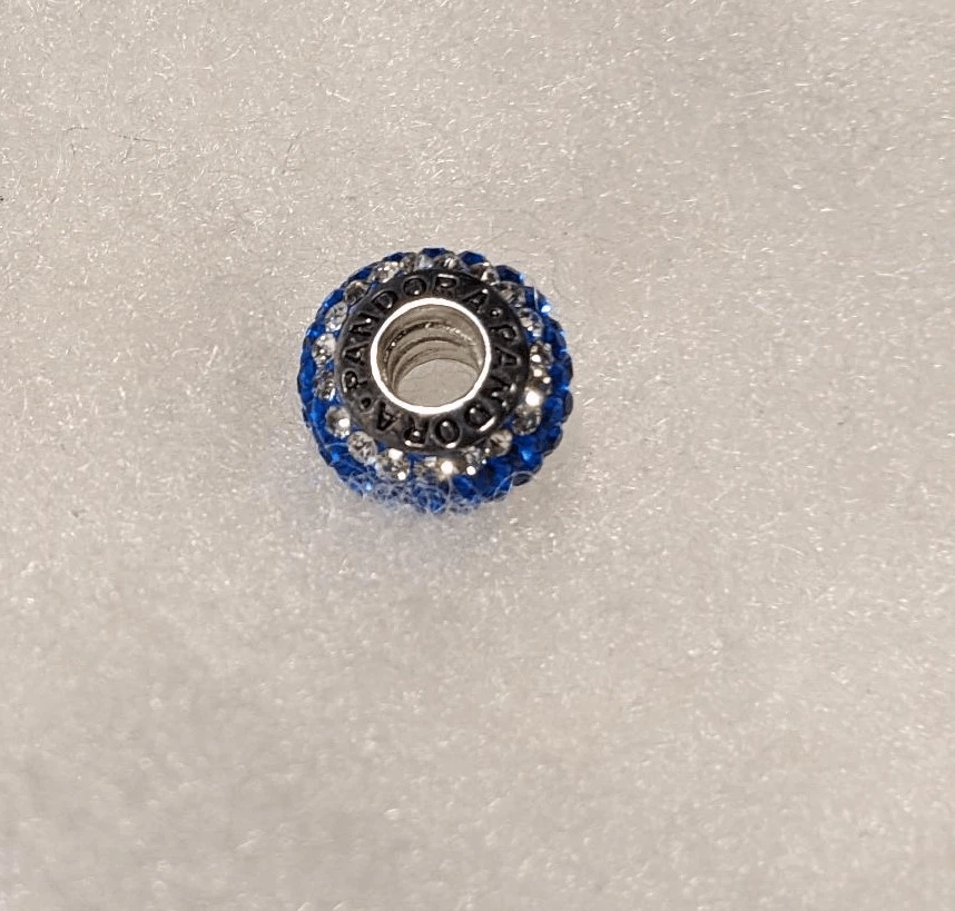 Nuevo abalorio Pandora de diamantes de imitación a rayas azules y blancas - ¡¡HERMOSO!!! Foto 2 de 3