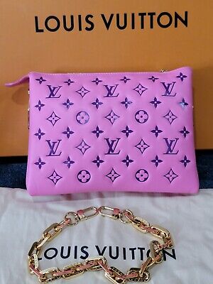 LOUIS VUITTON COUSSIN PM PINK PURPLE LAMBSKIN LEATHER GOLD CHAIN