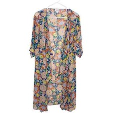 Lularoe floral kimono fall colors size medium EUC lightweight layering h