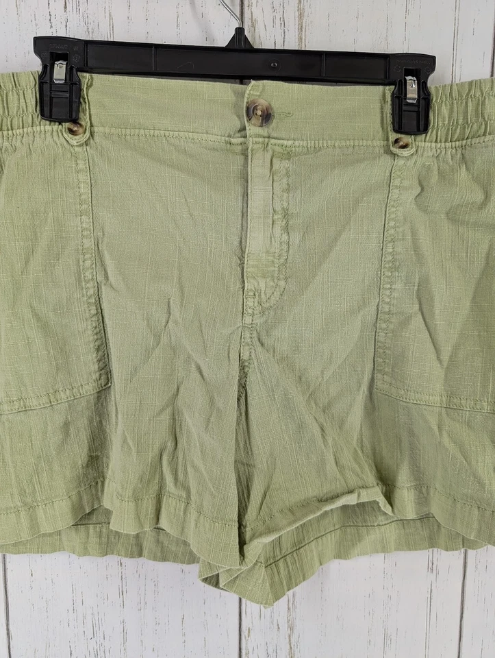 Pantalones cortos de verano Sonoma talla grande 18 verde cintura elástica para mujer Foto 3 de 4