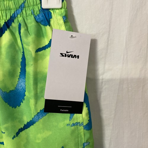 Nike Swim Big Boys Tie Dye Swoosh Volley Drawstring Short M Green Mesh Brief - Picture 3 of 5