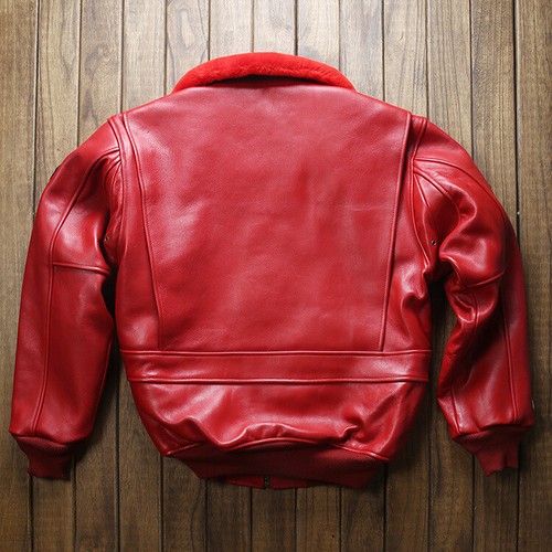 Shearling Handmade Cowhide Leather G1 G-1 Aviator Military Flight Bomber Jacket - Bild 39 von 39