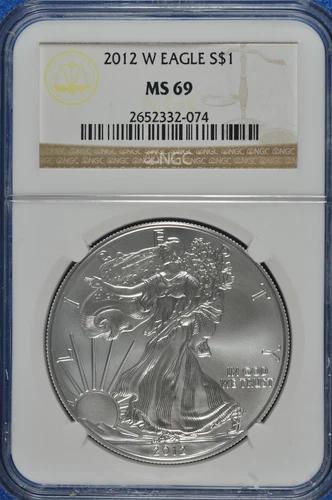 2012 W Burnished $1 Silver Eagle NGC MS 69 (Brown Label)