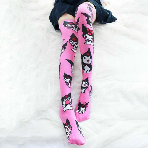 2件装可爱过膝长袜天鹅绒女式女孩条纹长袜 — 第 3/4 张图片