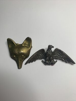 zentall signed brooch lot eagle bird and fox pin