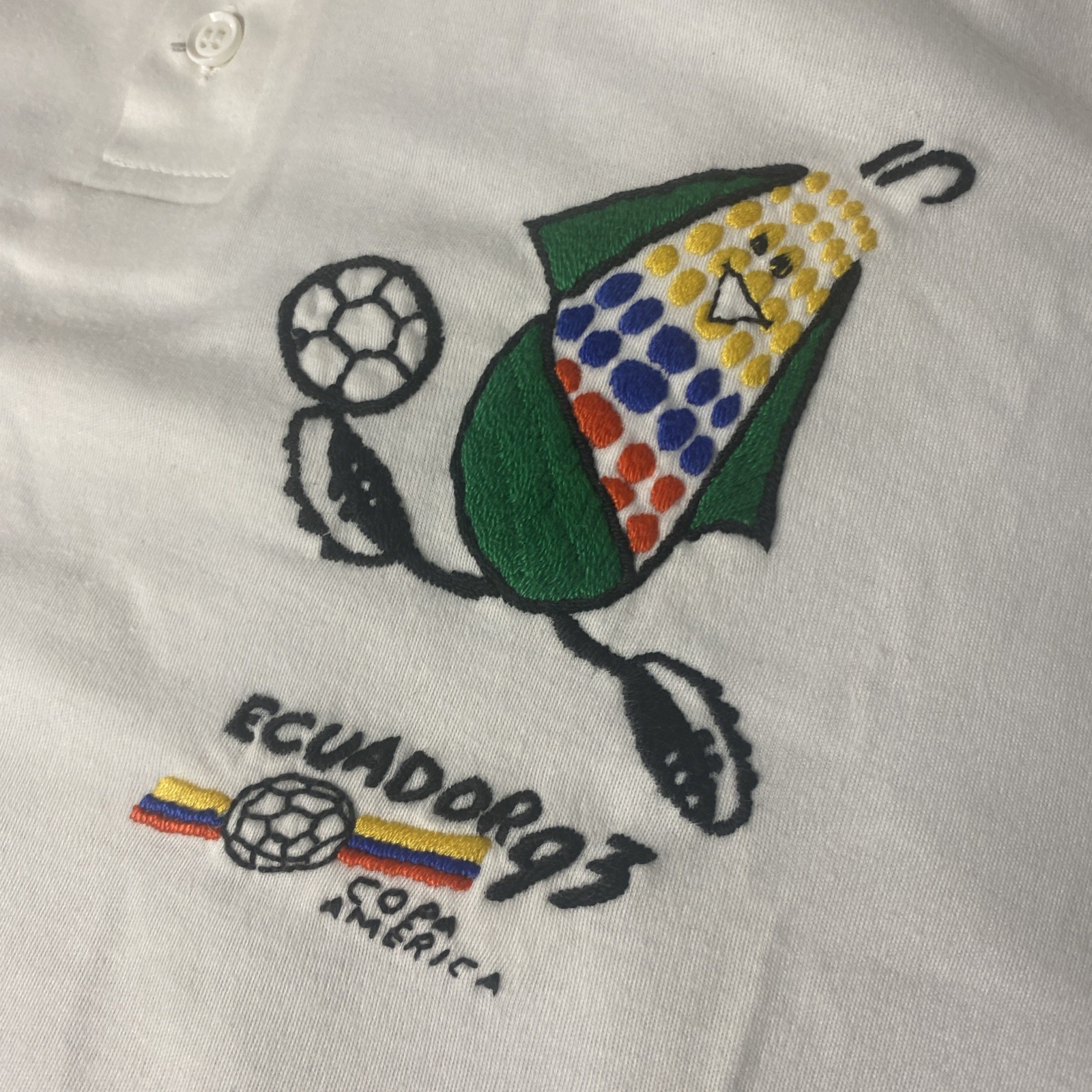 Copa America Ecuador 1993 Embroidered Polo Original Vintage Size XL 100% Cotton