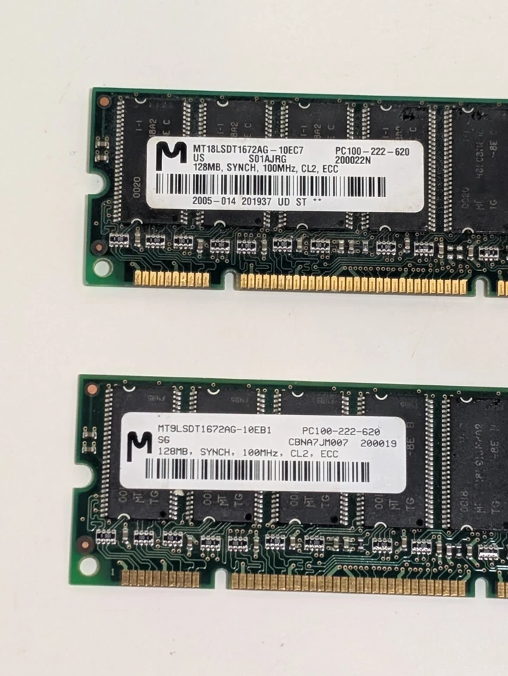(2) Micron 128Mb PC100 ECC Memory - MT18LSDT1672AG-10EC7 & MT9LSDT1672AG-10EB1 - Image 3 of 3